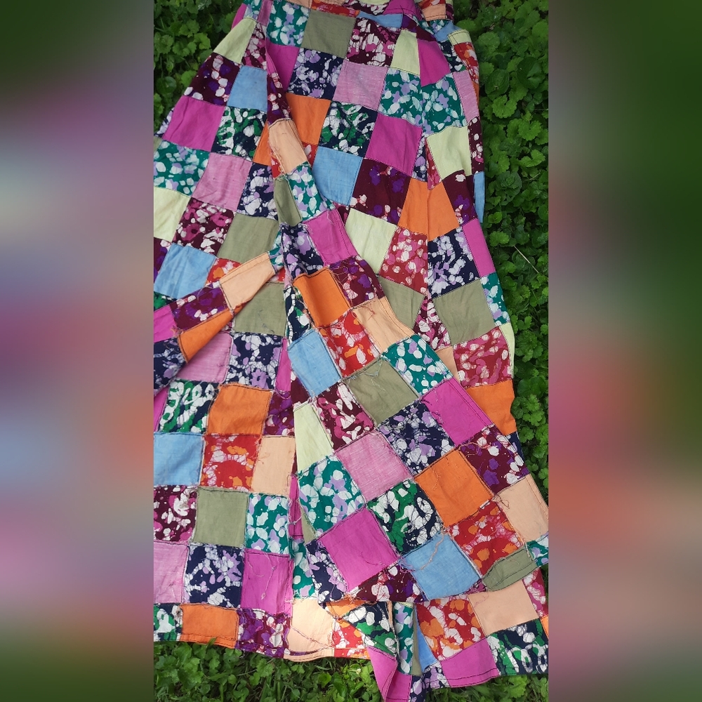 Vintage Patchwork Wrap Skirt Small BEAUTIFUL AUTH… - image 11